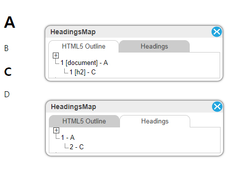 headingsMap 검사 화면 캡쳐